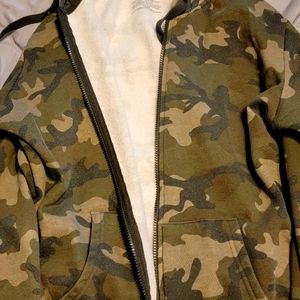 Camo printed full zip sweatshirt